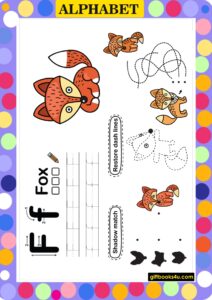Worksheet for Learning and Writing Alphabet F