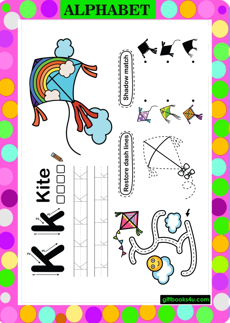 Worksheet for Learning and Writing Alphabet K