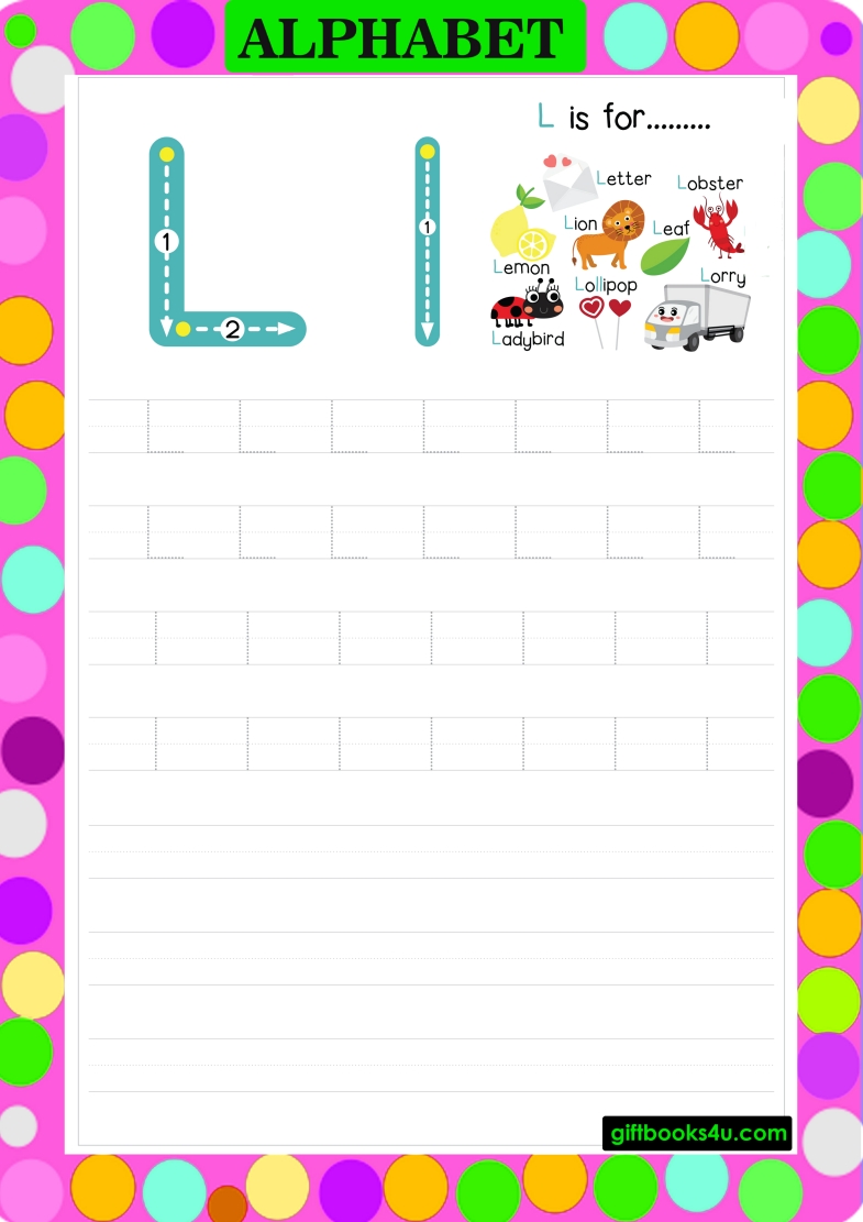 Worksheet for Learning and Writing Alphabet L