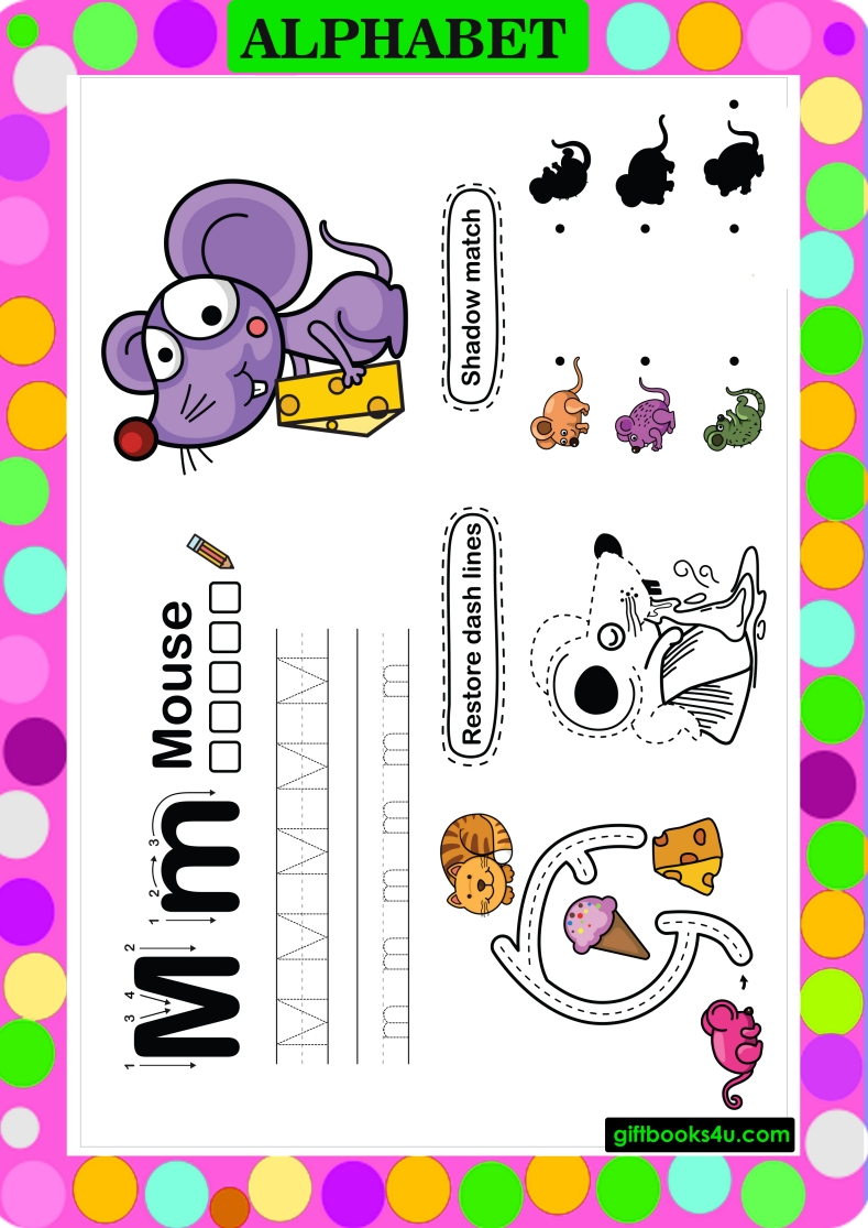 Alphabet M Learning and Writing Worksheet