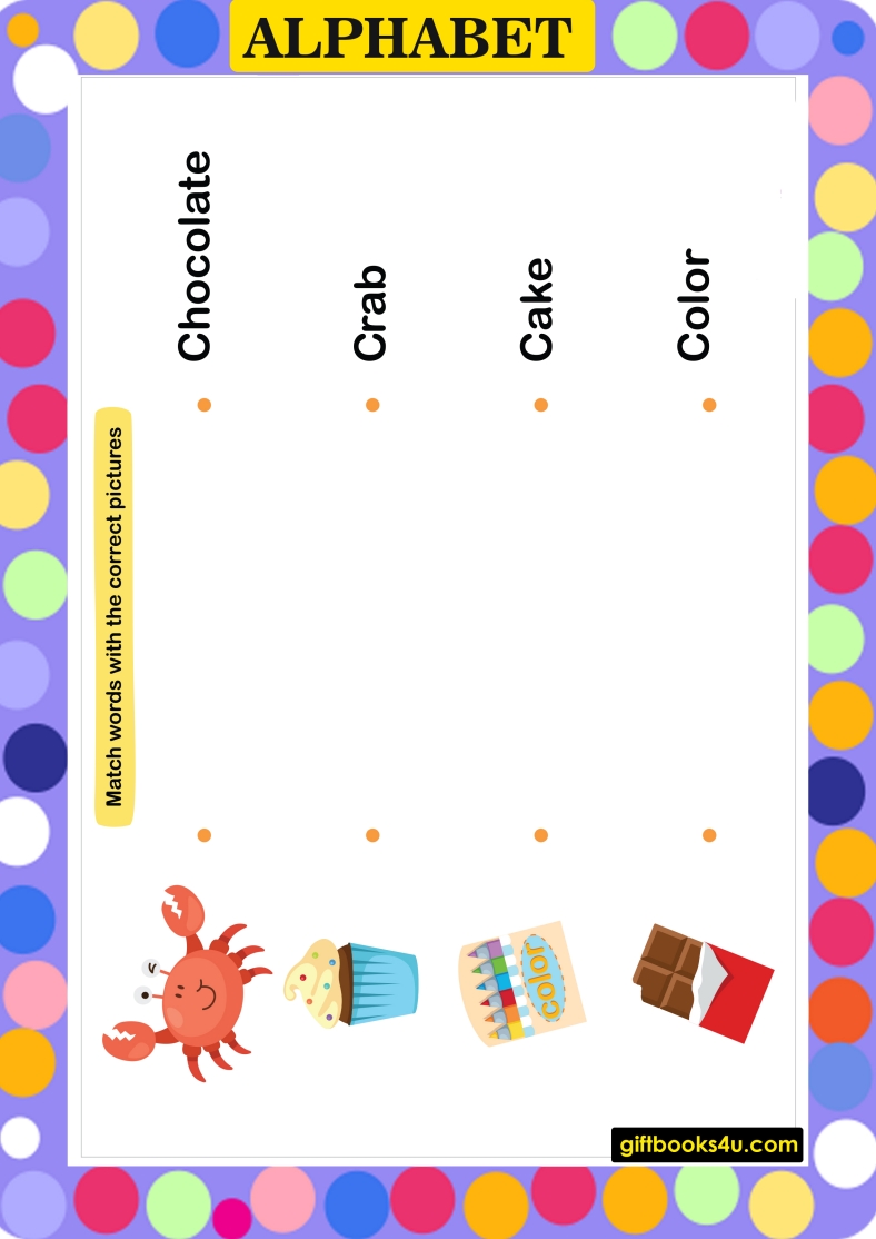 match words worksheet for learning and writing alphabet c