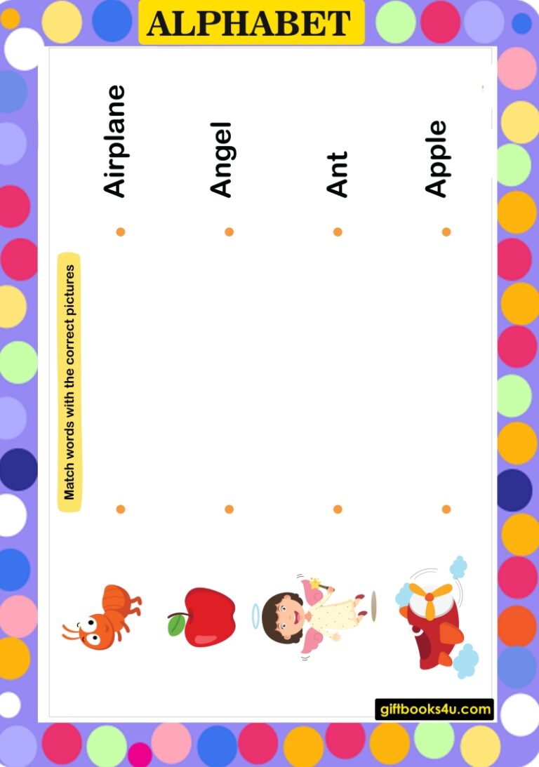 Match Words Worksheet Alphabet Learning