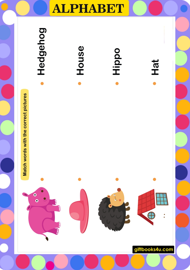 Match Words for Alphabet H Worksheet