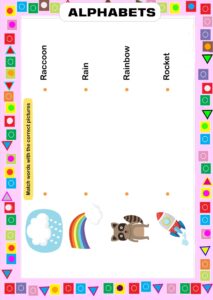 Matching Words with Images Alphabet R Worksheet