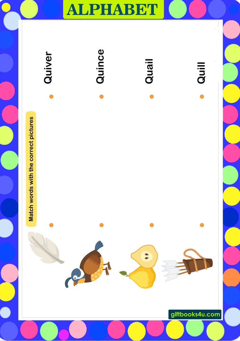 Match Words for Alphabet Q - Worksheet Made Easy