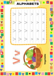 Tracing Alphabet V - Learning and Writing Worksheet